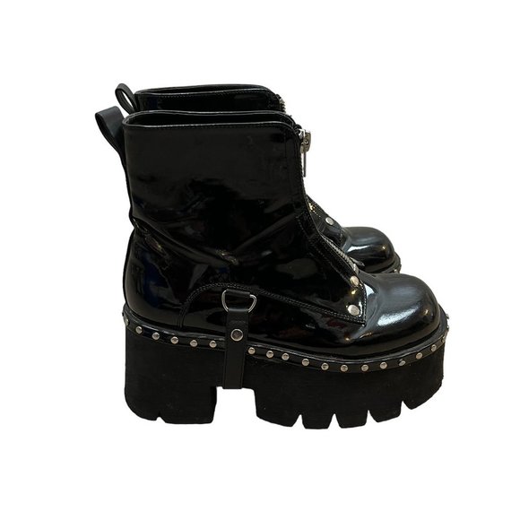 Demonia Black Combat Boots - Picture 1 of 16